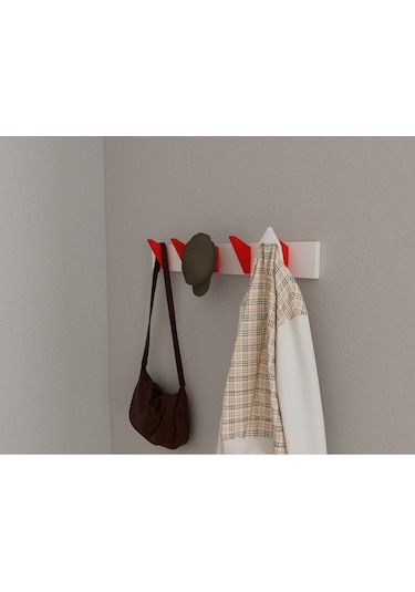Hepsi3boyutlu Modern Duvar & Kapı Kanca Askılık - 5 Adet Kırmızı Kanca Askılık - Model No : 5 Kırmızı