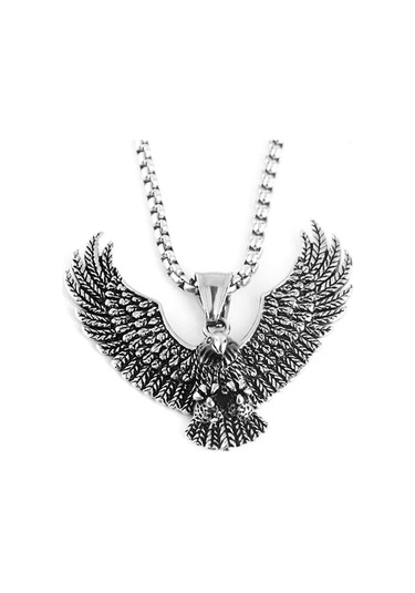 Erkek Vintage Uçan Kartal Kolye Kolye Manevi Takı Gümüş