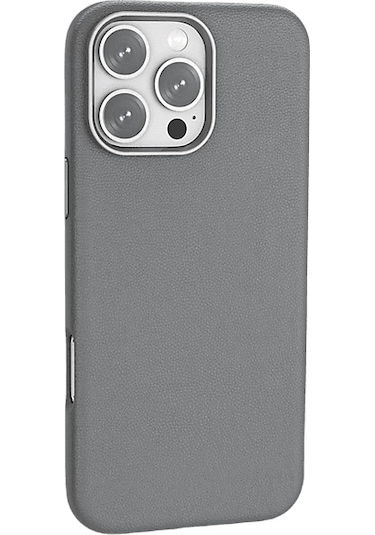 Pıılı Apple Uyumlu iPhone 16 Pro Leather Magsafe Telefon Kılıfı Gri Gri