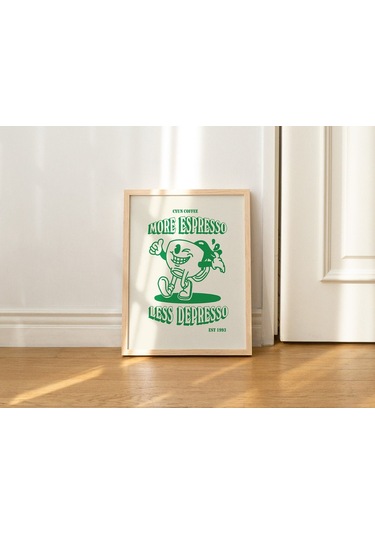 Retro Kahve Duvarı, Daha Fazla Espresso Kahvesi, Duvar Dekoru, Yeşil Sanat