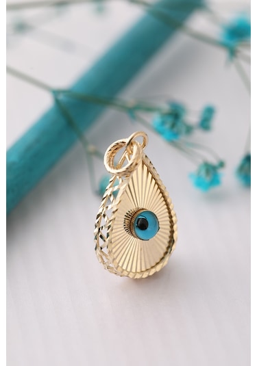 14 Ayar Altın Damla Göz Kolye Ucu