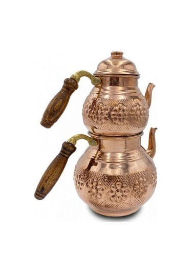 Çaydanlık Bakır Küçük Boy Kırmızı Papatya Model Kırmızı