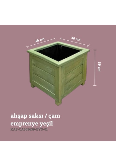 Kaf Ahşap Dekoratif Ahşap Saksı / Emprenye Yeşil