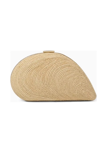 Simkhai Bridget Oyster Shell Raffia Metal El Çantası, Simkhai, Yaz Şıklığı Bej