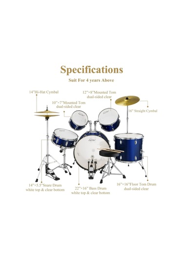 Eastar Eds-480mbe 22" 5-parça Akustik Davul Metallic Blue