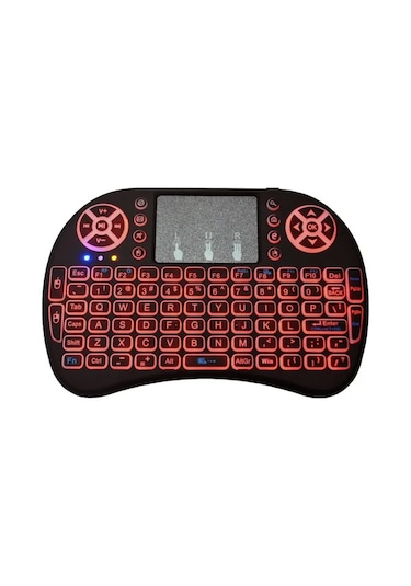 Smart Tv Box Ps3 Uyumlu Kablosuz Dokunmatik Işıklı Şarjlı Touchpadli Mini Q Klavye