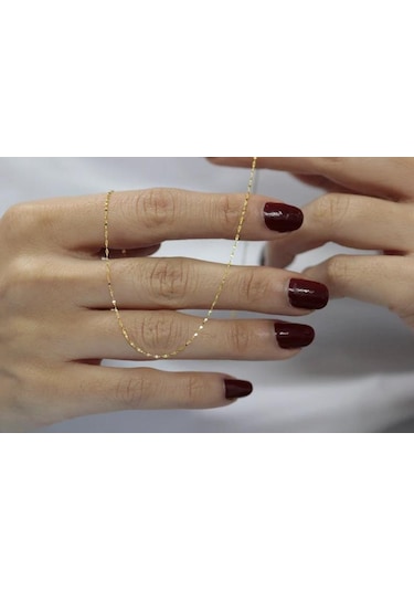 Diamine 14 Ayar Altın İnce Pullu Aynalı Zincir Kolye