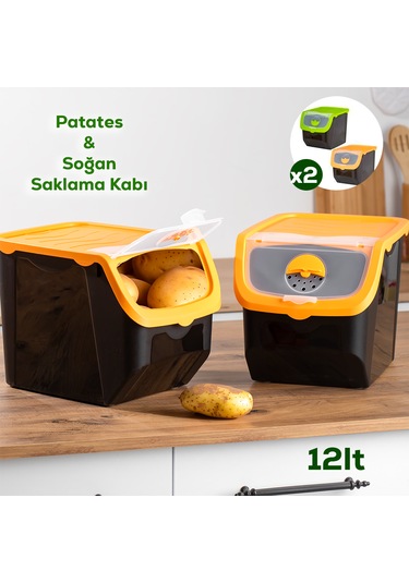 Porsima 1506 2'li 12 L Çok Amaçlı Erzak Saklama Kutusu Sebzelik