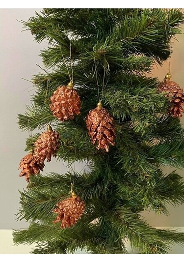 Yılbaşı Ağaç Süsü Kozalak Rose Rengi 5 Cm 6 Adet Kozalak