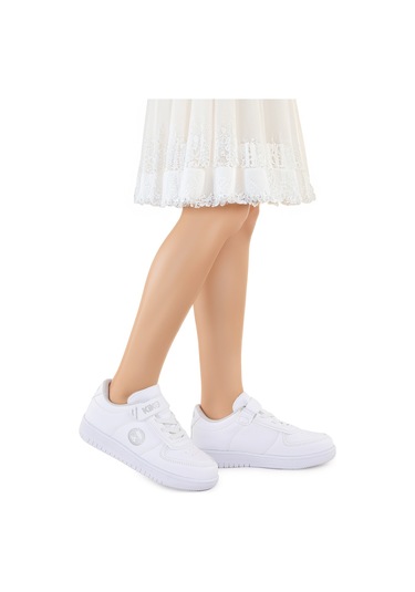 Kiko Kids Retka Cırtlı Günlük Kız Çocuk Spor Ayakkabı Beyaz - Beyaz