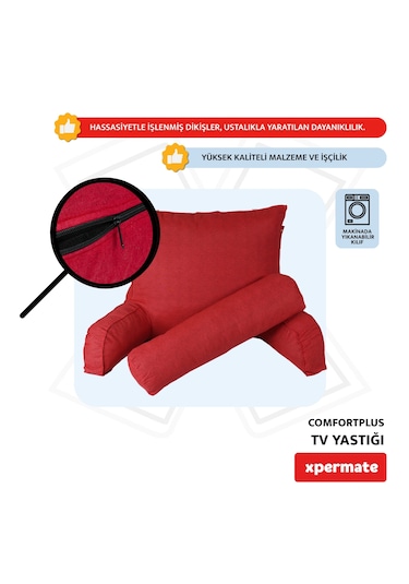 Xpermate Comfortplus Tv Kollu Sırt Destek Üçgen Yastık Kırmızı