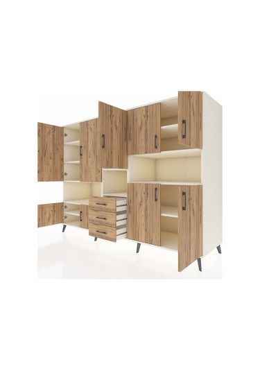 Kronos Dolap 13 Raflı 3 Çekmeceli 9 Kapaklı 220x59x163 Aytaşı-çam Aytaşı-çam