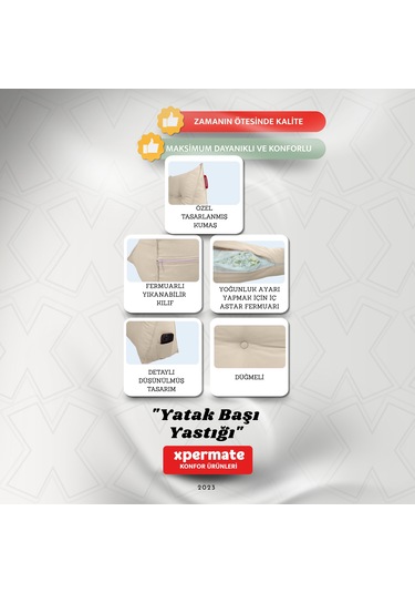Yatak Başı Yastığı Sırt Ve Bel Destek Yastığı 140 Cm Bej
