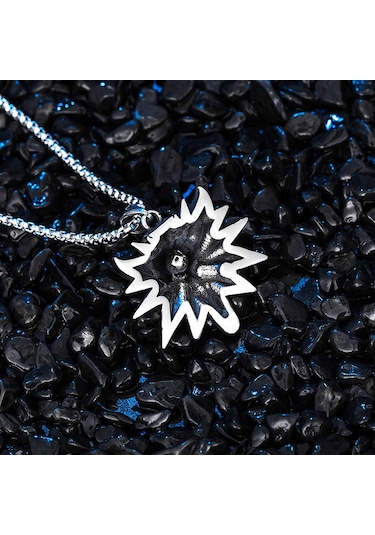 Paslanmaz Çelik Kurt Başı Titanyum Erkek Kolye Gümüş