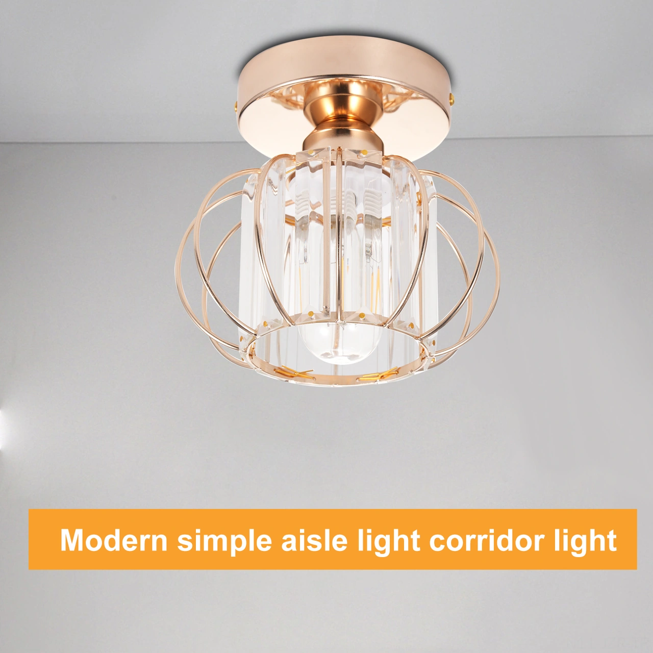 Geeroyoo Krom Renkli Demir Ve Kristal Bileşimli Koridor Lambası - Led Spot Işık, Giriş Ve Koridorlar İçin, E27 Soket, 110-240v, Işık Kaynağı Hariç Diğer