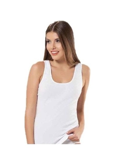 6 Lı Paket Hmd Bayan Geniş Askılı Atlet Biyeli Atlet Beyaz B2003 001