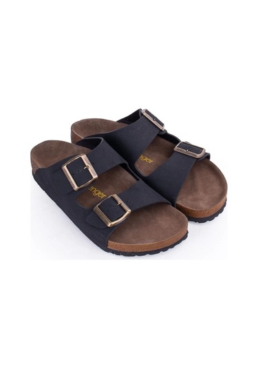 Slazenger Lens Erkek Çift Toka Günlük Terlik Siyah Nubuk Çok Renkli