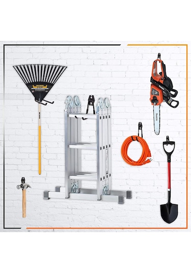 Ranyeek Çok Amaçlı Dayanıklı Çelik Askı Kancası - Bisiklet, Kaykay Ve Bahçe Ekipmanları İçin Portatif Depolama Çözümü Turuncu