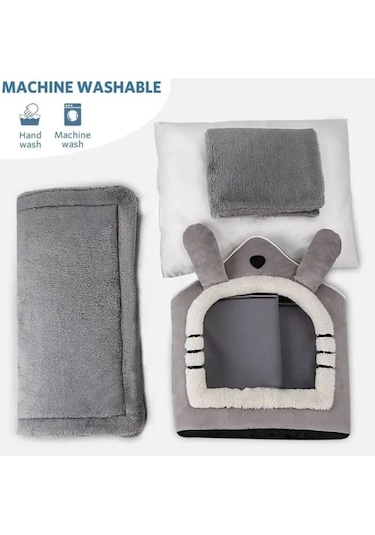 Tineke Klasik Model Yumuşak Kedi Yatağı Derin Uyku ve Kış Evi Medium