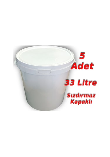 Decotone 33 L Plastik Kapaklı Kova Hobi Boya Gıda Yoğurt Kovası - 5 Adet Beyaz