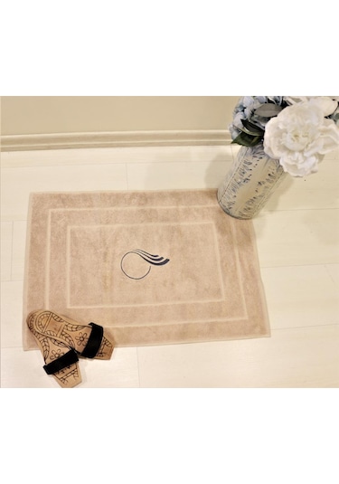 50X70 Paspas Açık Kahve Jakarlı Nakışlı Banyo Ayak Paspası Kahverengi