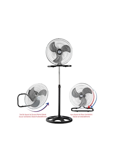 Rubenis Rbs-20 Premium 18" 130 W 3'ü 1 Arada Sanayi Tipi Vantilatör