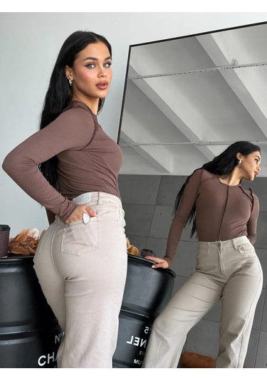 Innstyle Dar Kesim Uzun Kollu Bluz 482598031 Mocha