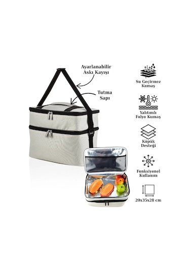 Ns Reliable Kamp Piknik Termal Soğutucu Yalıtımlı Buzluk Termos Çanta - 960 Krem
