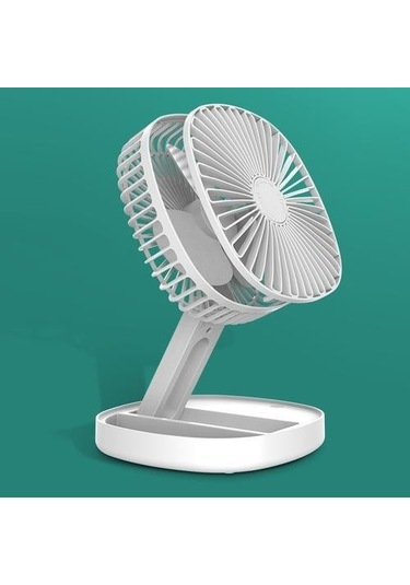 Ventilatör Soğutma Fanı Katlanabilir Mini Kablosuz Ev Ofis Masa Kat Ayakta Elektrikli Fan Üfleyici Şarj Edilebilir Fanlar 5904 Beyaz