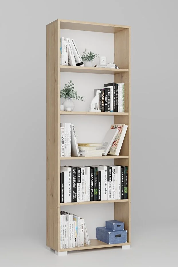 Lucas Serisi Safir Meşe 5 Raflı Kitaplık Safir Meşe