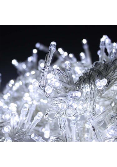 100 Ledli 8 Fonksiyonlu 10 Metre Led Aydınlatma Lambası Beyaz Siyah