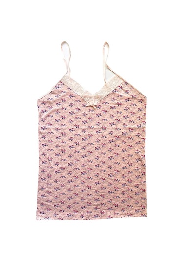 2 Adet Kadın Askılı Desenli Atlet Dantelli Empirme Pamuklu Penye D9-10 Çok Renkli