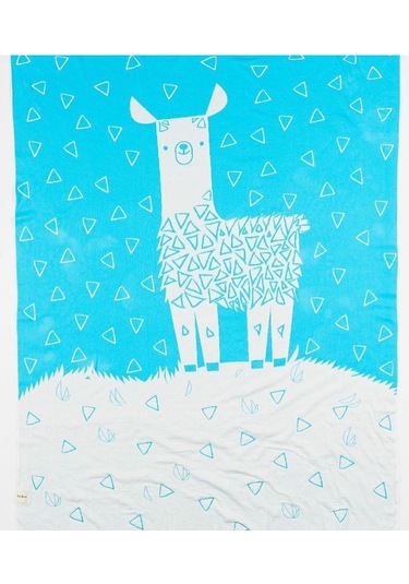 Organik Triko Çocuk Örtüsü, Lama 110x140 , Turkuaz