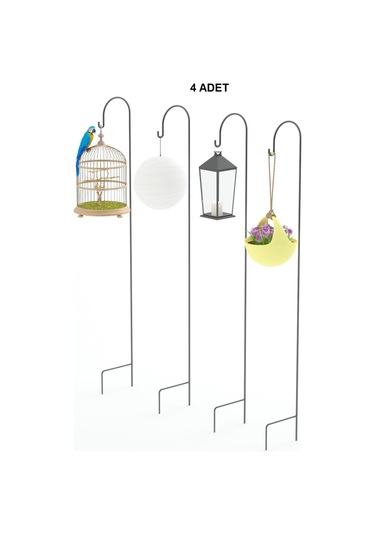Metal Çubuk Çok Amaçlı Bahçe Ve Kamp Kancası Bitki Bahçe Askısı Fener Çiçek Kancası 4 Adet