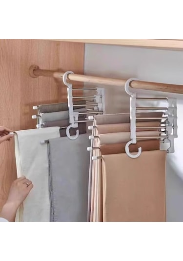 Katlanır Pantolon Askısı Giysi Çok İşlevli Pantolon Askısı Ev Depolama Askısı Beyaz