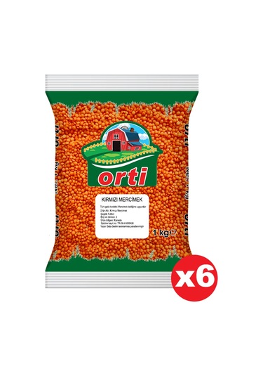 Orti Kırmızı Mercimek 6 x 1 KG