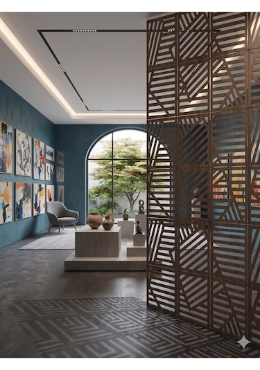 Lazer Kesim Paravan, Ahşap Separatör, Oda 4'lü Panel Levha Model20 40 X 40 Cm
