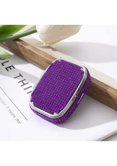 Hd Aynalı Katlanabilir Yapay Elmas İşlemeli Mücevher Kutusu Sevimli Su Geçirmez Mini Hap Kutusu Kawaii Parlak Mühürlü Düzenleyici Seyahat Beyaz,