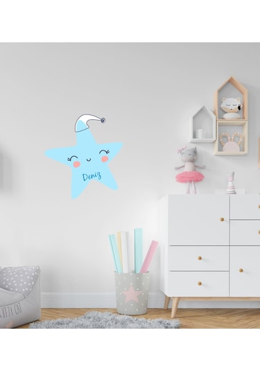 Kişiye Özel Sevimli Yıldız Tasarımlı Çocuk Odası Duvar Sticker-1