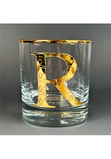 Perlotus R Harfli Gold Altın Yaldızlı Viski Kadeh Bardak Jumbo Serisi Şeffaf