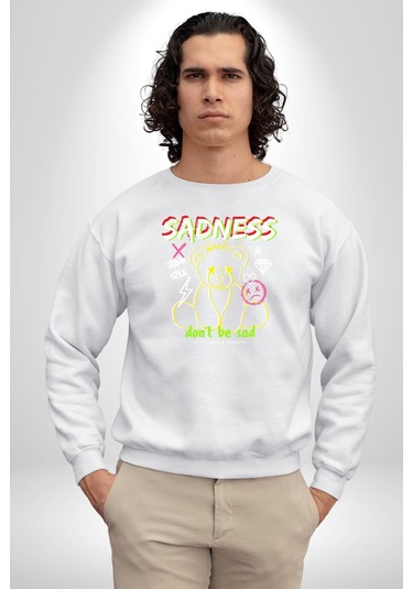 Üzüntü Üzülme Unisex Beyaz Sweatshirt Beyaz