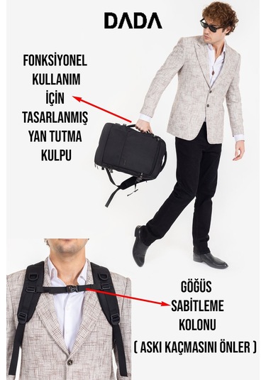 Dada USB Type-C Girişli Fonksiyonel Laptop Sırt ve Seyahat Çantası Siyah 15,6 İnç 40 Litre