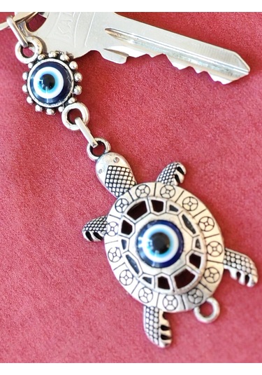 Moncuk Design Nazar Boncuklu Kaplumbağa Metal Anahtarlık
