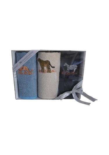 30x50 Mutfak Havlu Seti Hediyelik Hayvan Temalı Kutulu Havlu Set Çok Renkli