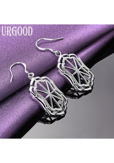 925 Ayar Gümüş Geometrik Damla Küpe Moda Takı