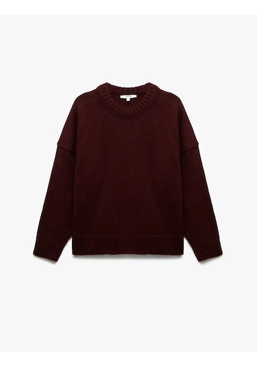 Koton Bisiklet Yaka Triko Kadın Oversize Kazak 6wak90177ht Bordo