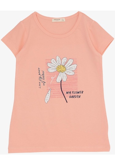 Breeze Kız Çocuk Taytlı Takım Papatya Baskılı 4-9 Yaş, Somon-somon Somon