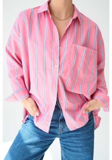 Cepli Gömlek - Pembe-mavi Pembe - Mavi