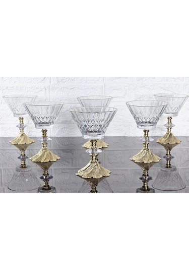 Paşabahçe Serisi Vanıllıa Kase & Magnolıa Kase & Dondurmalık & Şekerlik Semerkand Gold Döküm Ayaklı Naturel