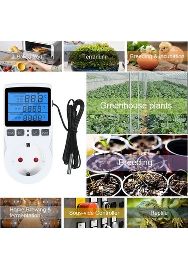 Besthome1 Priz Dijital Termostat Kontrol Cihazı, Lcd, Isıtma Soğutma Kontrol, Çıkış Fişi